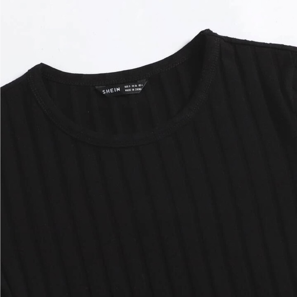 Black Drawstring Rib-Knit Bodycon Dress - Picture 4 of 4